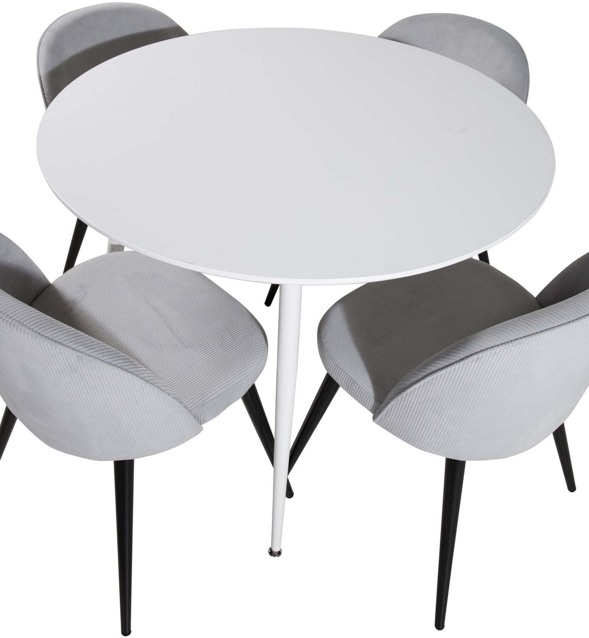 Plaza Esszimerset + Velvet ⌀100cm/4St. in Weiss / Schwarzgrau präsentiert im Onlineshop von KAQTU Design AG. Esszimmerset ist von Venture Home