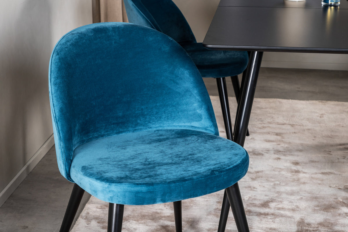 Silar Esszimmerset ausziehbar + Velvet 120cm/4St. in Schwarz / Blau präsentiert im Onlineshop von KAQTU Design AG. Esszimmerset ist von Venture Home