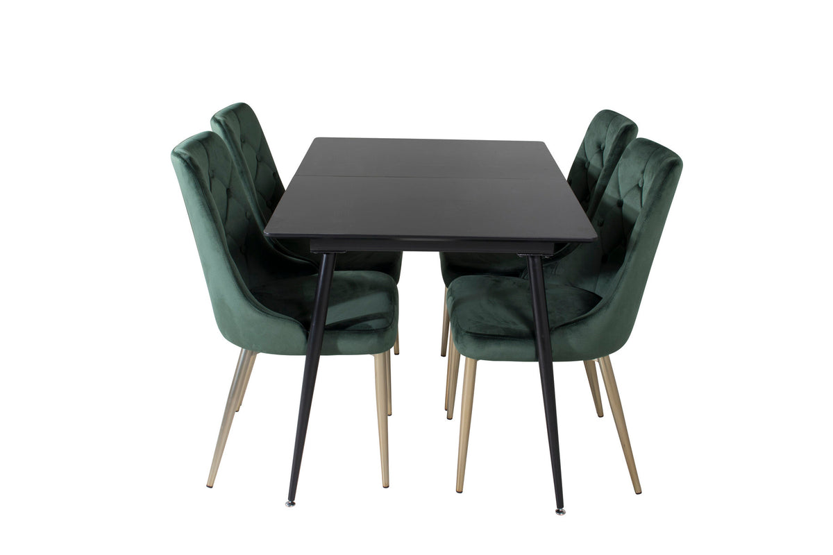 Silar Esszimmerset ausziehbar + Velvet Deluxe 120cm/4St. in Gold, Grün präsentiert im Onlineshop von KAQTU Design AG. Esszimmerset ist von Venture Home