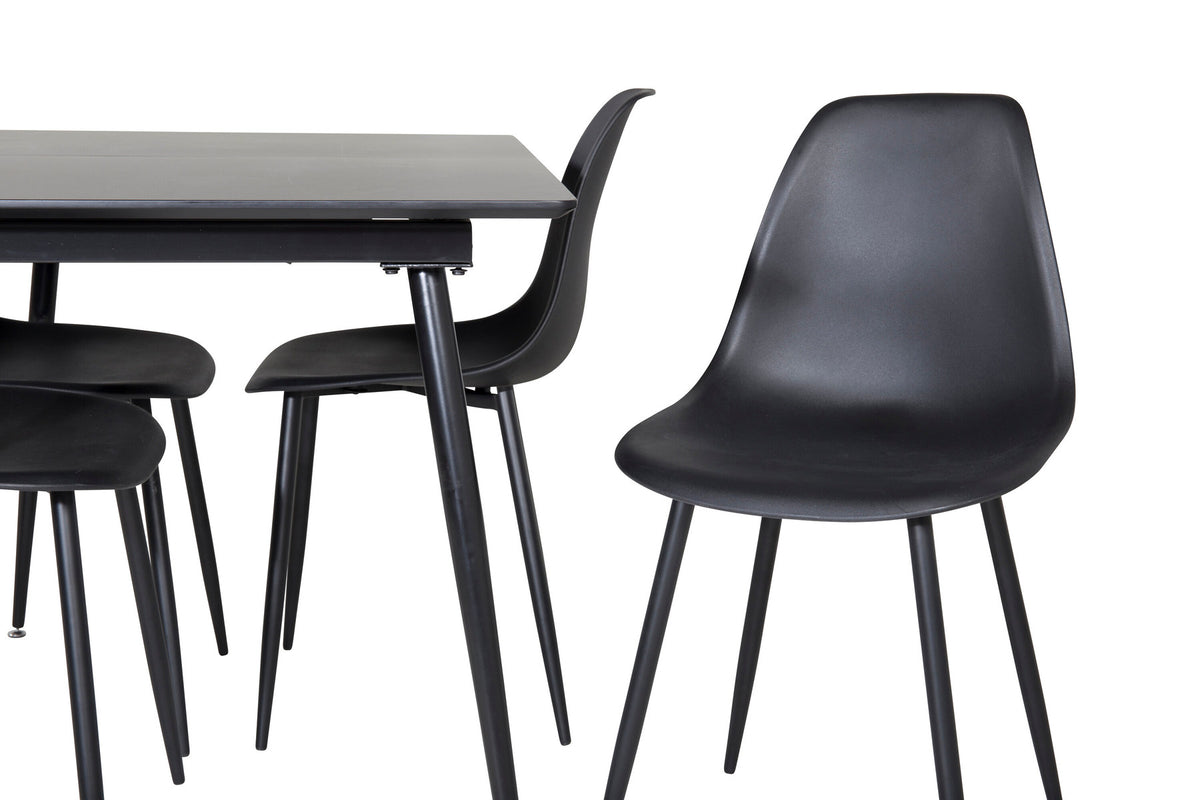 Silar Esszimmerset ausziehbar + Polar 120cm/4St. in Schwarz präsentiert im Onlineshop von KAQTU Design AG. Esszimmerset ist von Venture Home
