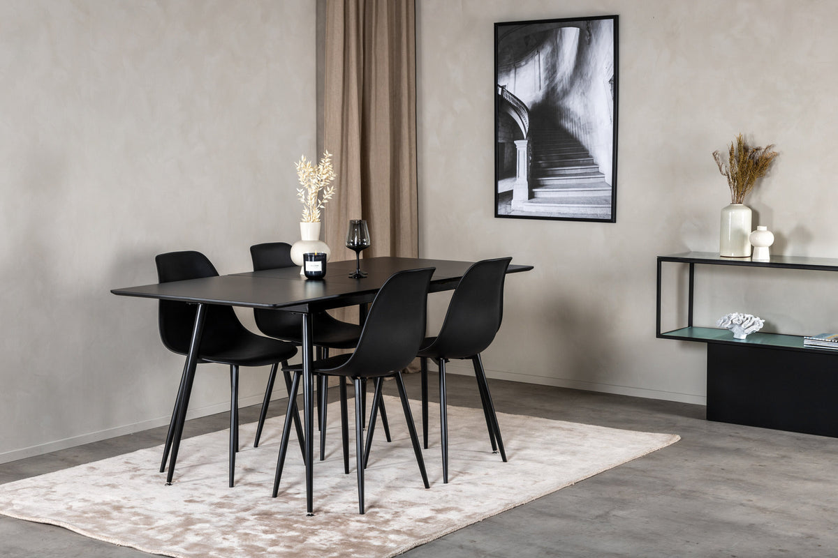 Silar Esszimmerset ausziehbar + Polar 120cm/4St. in Schwarz präsentiert im Onlineshop von KAQTU Design AG. Esszimmerset ist von Venture Home
