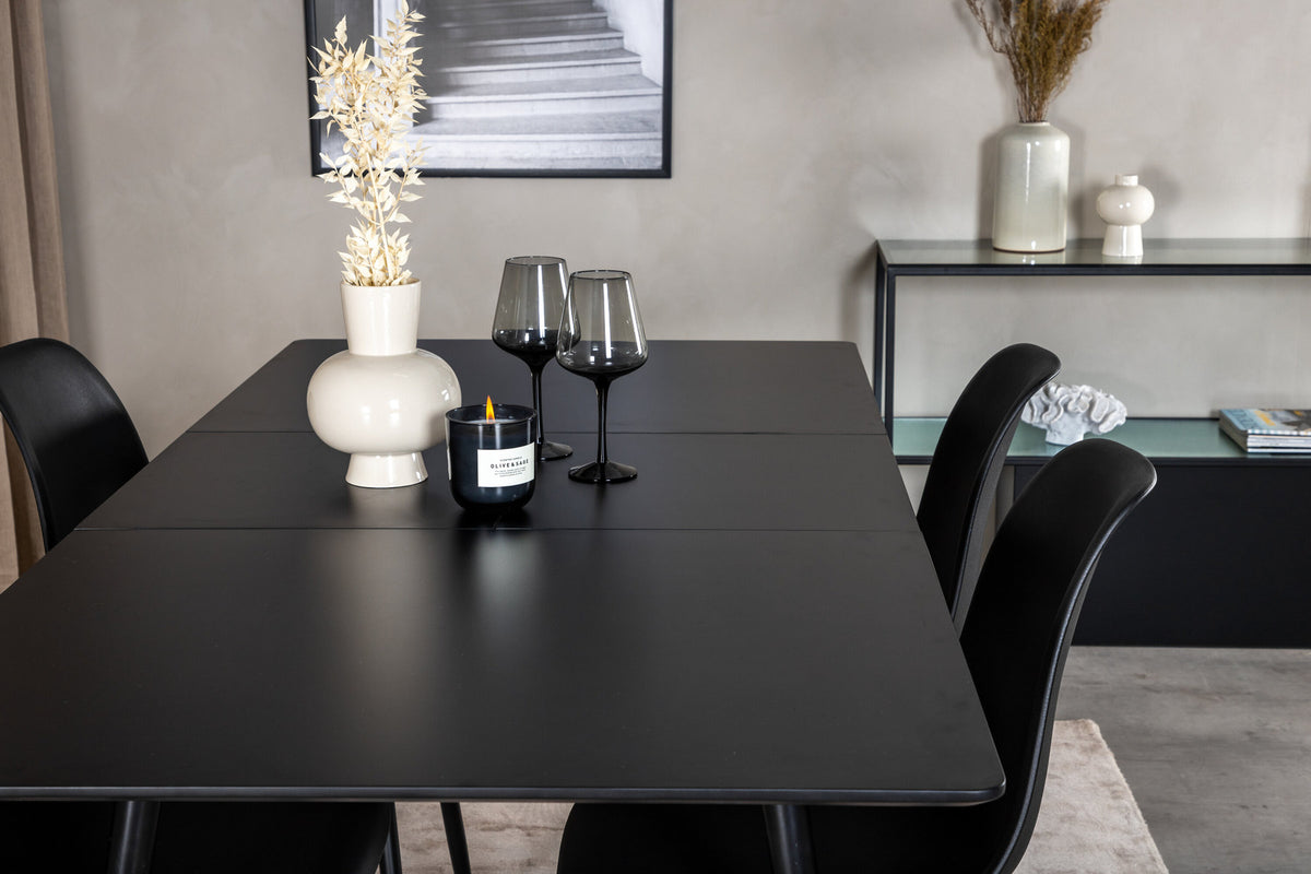 Silar Esszimmerset ausziehbar + Polar 120cm/4St. in Schwarz präsentiert im Onlineshop von KAQTU Design AG. Esszimmerset ist von Venture Home
