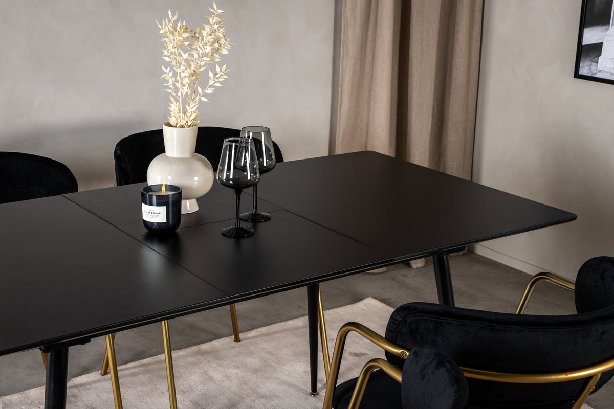 Silar Esszimmerset ausziehbar + Arrow 120cm/4St. in Schwarz / Gold präsentiert im Onlineshop von KAQTU Design AG. Esszimmerset ist von Venture Home