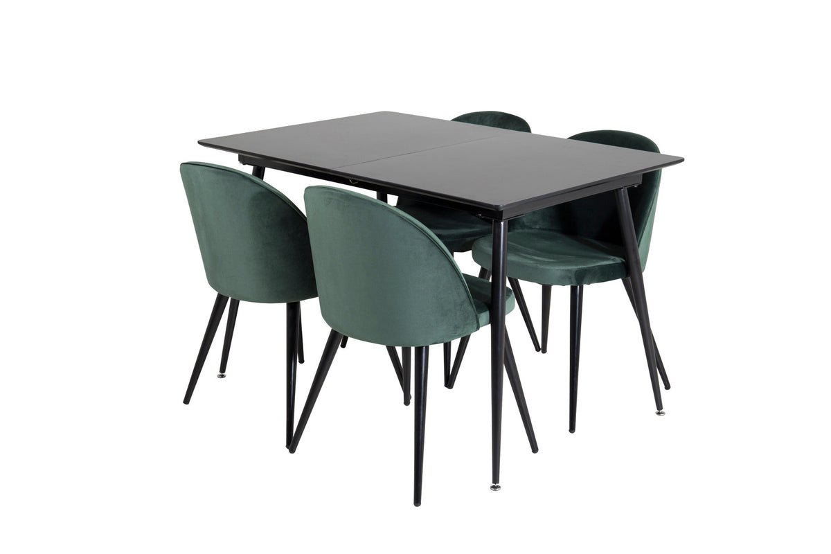 Silar Esszimmerset ausziehbar + Velvet 120cm/4St. in Schwarz / Grün präsentiert im Onlineshop von KAQTU Design AG. Esszimmerset ist von Venture Home