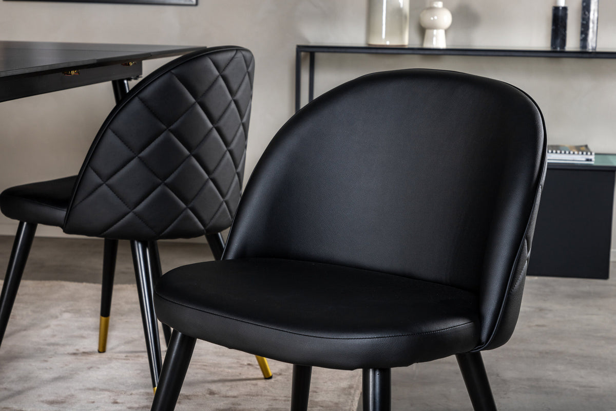 Silar Esszimmerset ausziehbar + Velvet 120cm/4St. in Gold / Schwarz präsentiert im Onlineshop von KAQTU Design AG. Esszimmerset ist von Venture Home