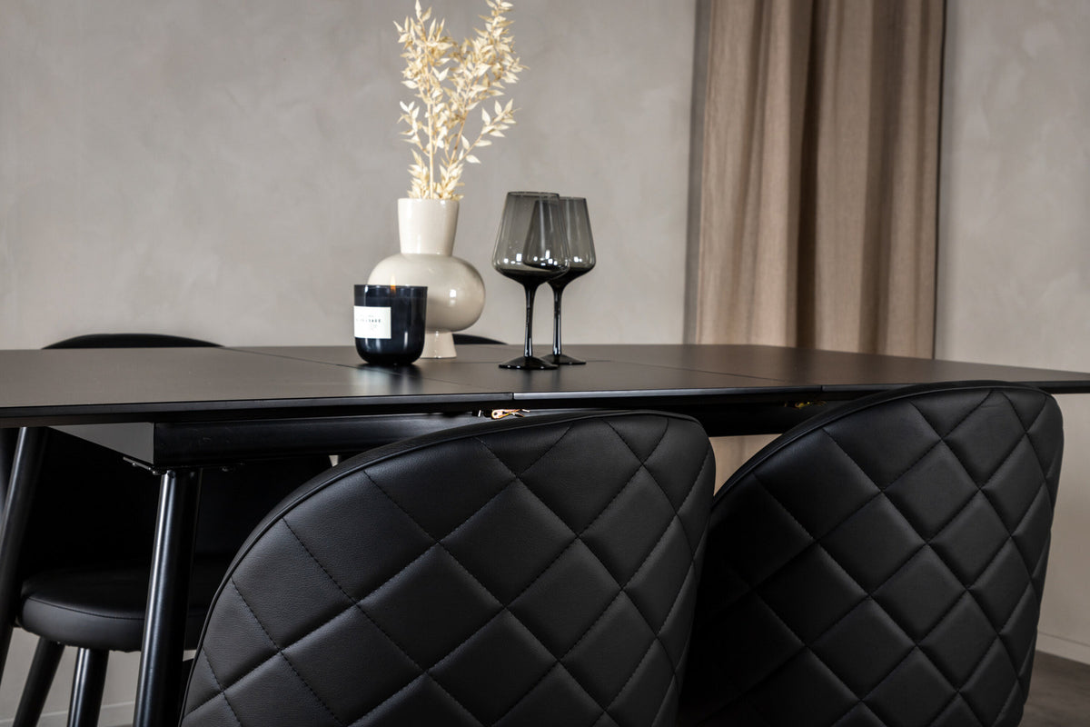 Silar Esszimmerset ausziehbar + Velvet 120cm/4St. in Gold / Schwarz präsentiert im Onlineshop von KAQTU Design AG. Esszimmerset ist von Venture Home