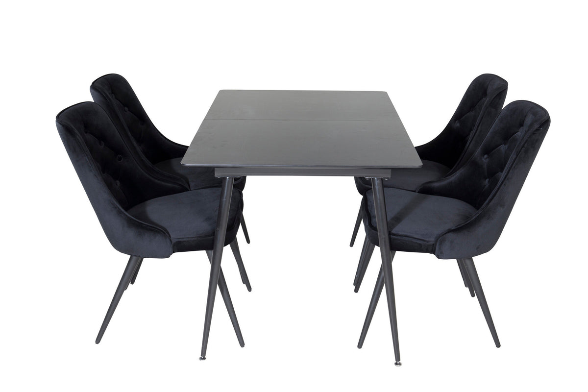 Silar Esszimmerset ausziehbar + Velvet Deluxe 120cm/4St. in Schwarz präsentiert im Onlineshop von KAQTU Design AG. Esszimmerset ist von Venture Home