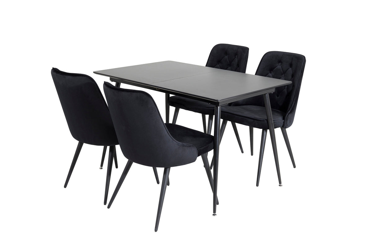 Silar Esszimmerset ausziehbar + Velvet Deluxe 120cm/4St. in Schwarz präsentiert im Onlineshop von KAQTU Design AG. Esszimmerset ist von Venture Home
