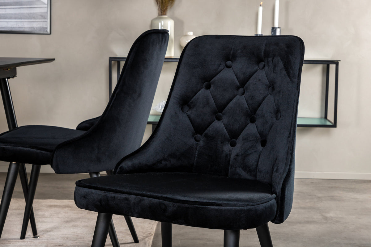Silar Esszimmerset ausziehbar + Velvet Deluxe 120cm/4St. in Schwarz präsentiert im Onlineshop von KAQTU Design AG. Esszimmerset ist von Venture Home