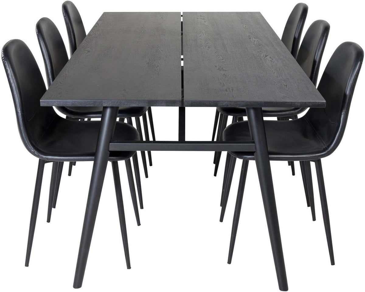 Sleek Esszimmerset ausziehbar + Polar 195cm/6St. in Schwarz präsentiert im Onlineshop von KAQTU Design AG. Esszimmerset ist von Venture Home