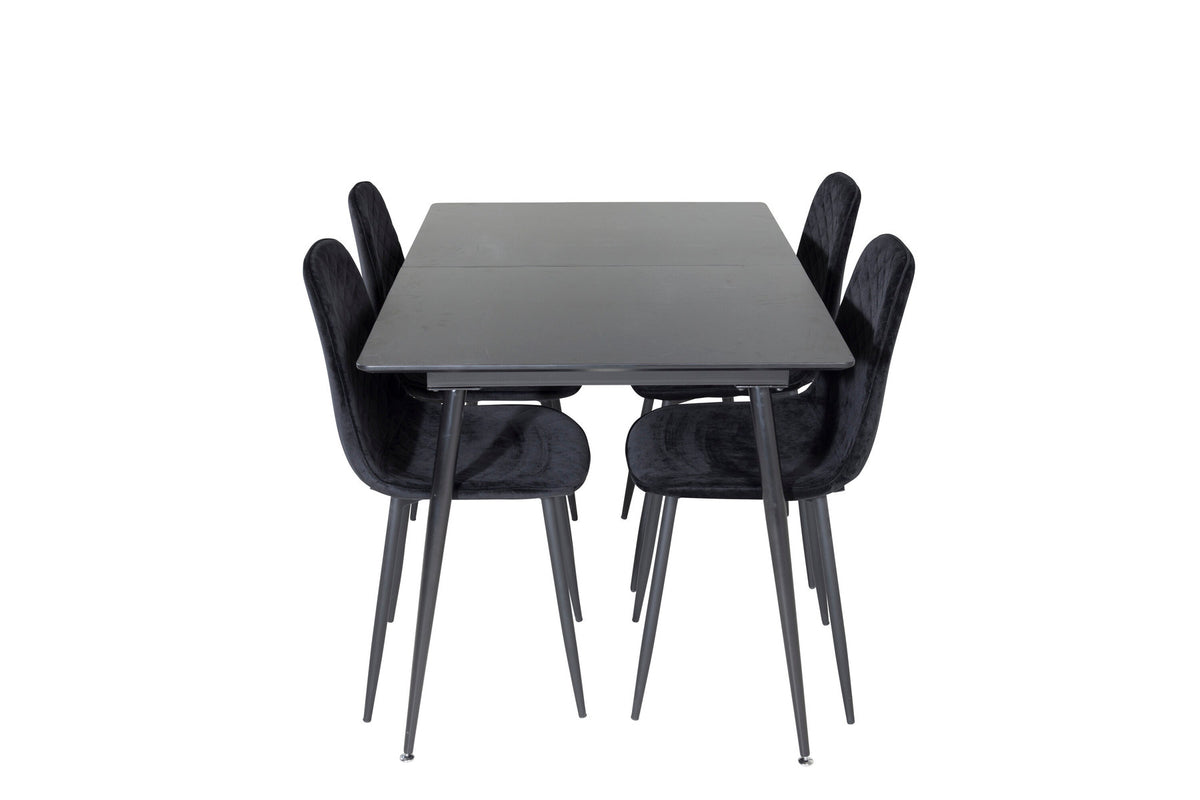 Silar Esszimmerset ausziehbar + Polar 120cm/4St. in Schwarz präsentiert im Onlineshop von KAQTU Design AG. Esszimmerset ist von Venture Home