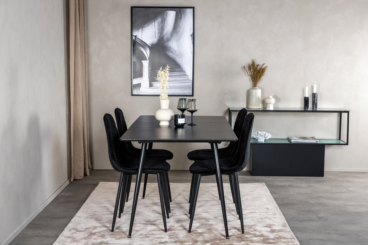 Silar Esszimmerset ausziehbar + Polar 120cm/4St. in Schwarz präsentiert im Onlineshop von KAQTU Design AG. Esszimmerset ist von Venture Home