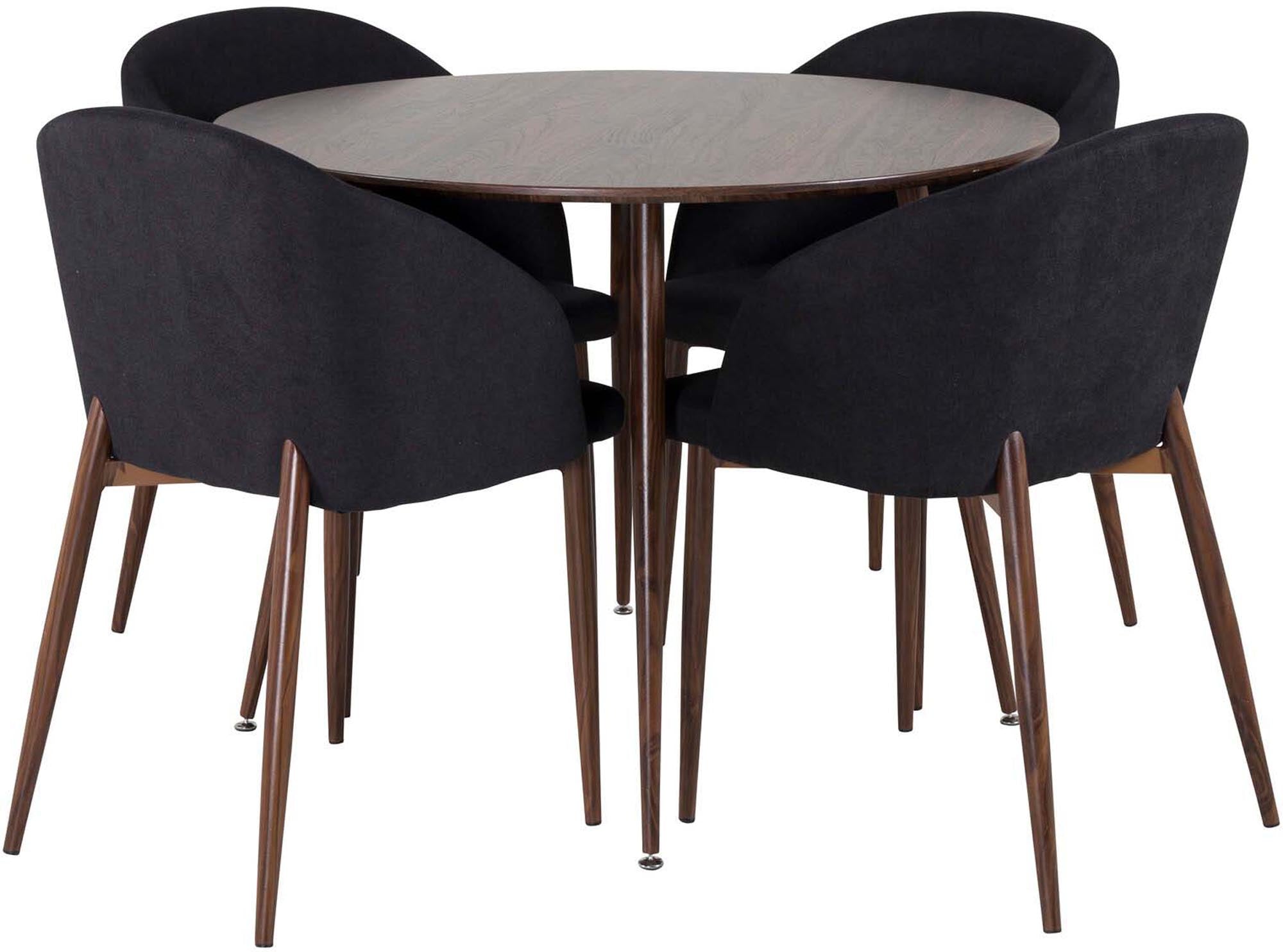 Plaza Esszimmerset + Arch ⌀100cm/4St. in Schwarz, Natur präsentiert im Onlineshop von KAQTU Design AG. Esszimmerset ist von Venture Home