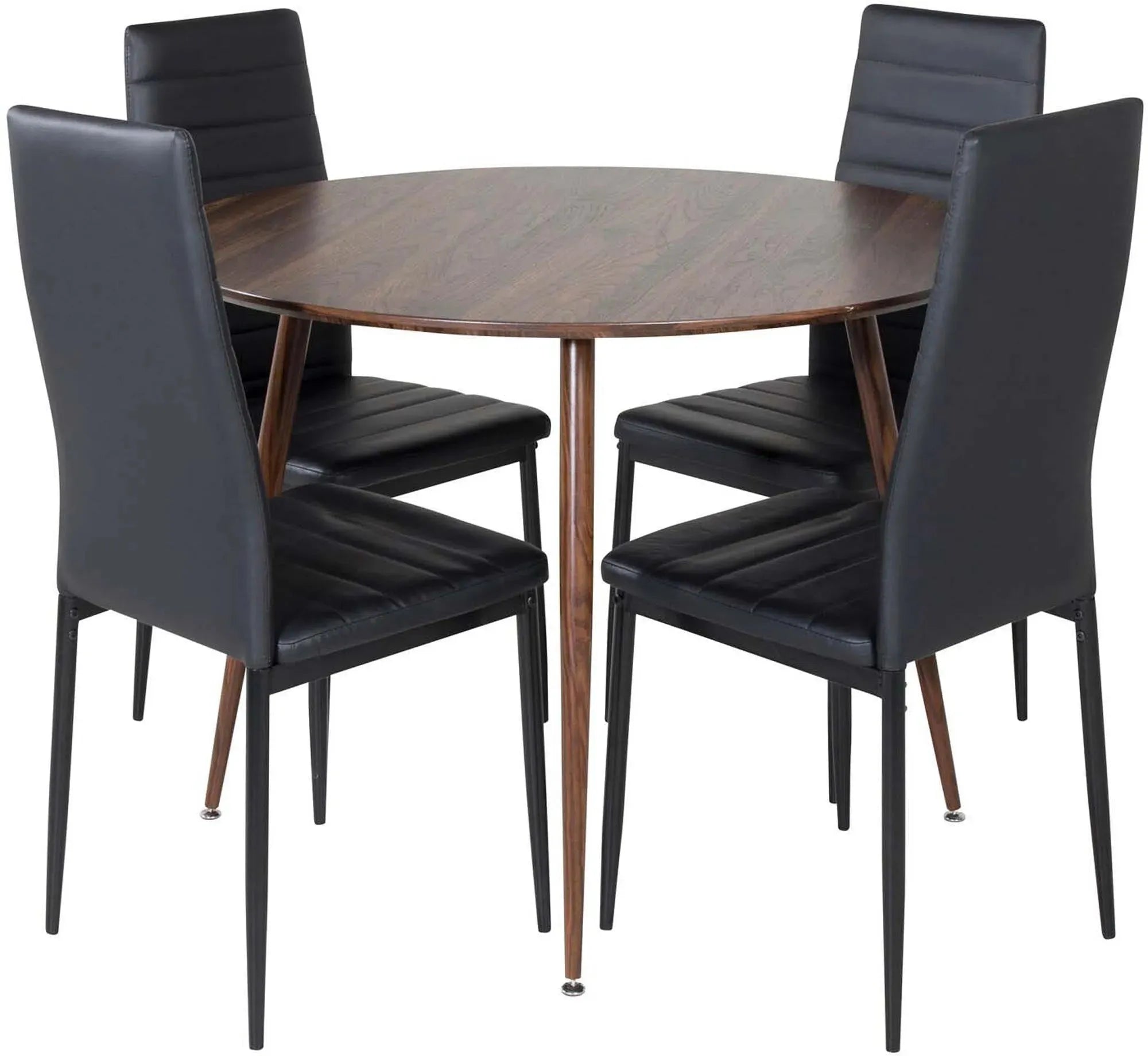 Stilvolles Plaza Esszimmerset: Runder Tisch mit 4 Stühlen, 100cm.