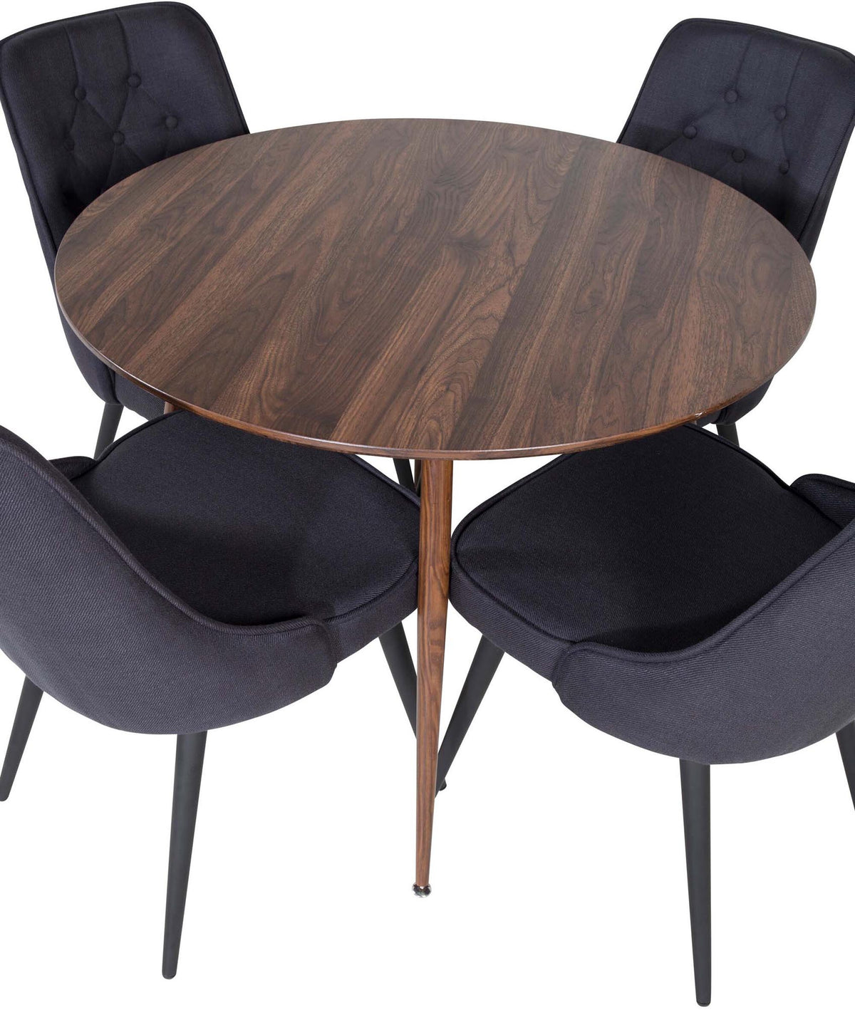 Plaza Esszimerset + Velvet Deluxe ⌀100cm/4St. in Braun / Schwarz präsentiert im Onlineshop von KAQTU Design AG. Esszimmerset ist von Venture Home