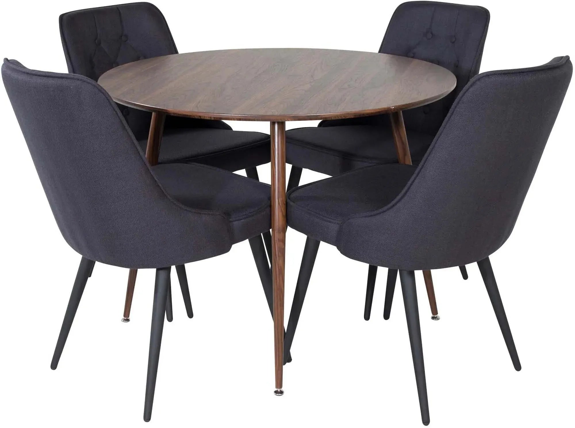 Elegantes Plaza Esszimerset mit Velvet Deluxe, 100cm, 4 Stühle.