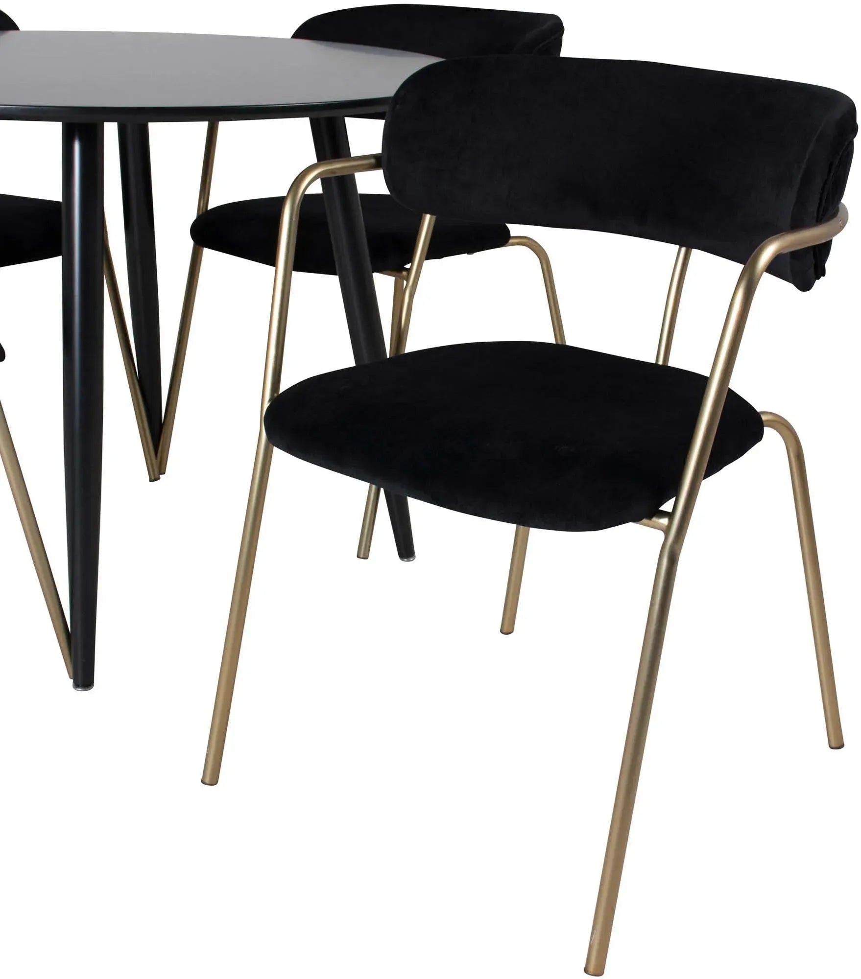 Stilvolles Esszimmerset mit rundem Tisch und 4 Stühlen von Venture Home.