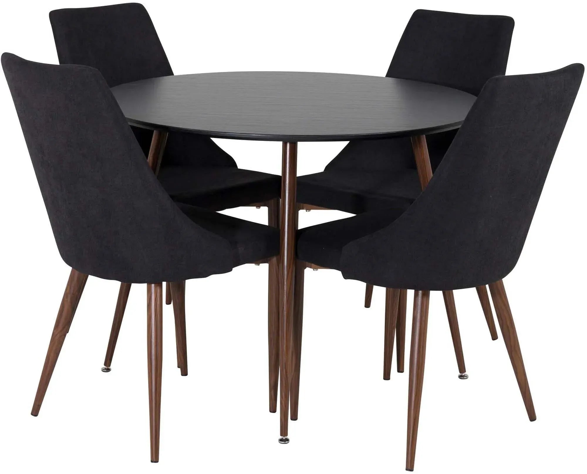 Stilvolles Plaza Esszimmerset mit rundem Tisch (⌀100cm) und 4 Leone-Stühlen. Elegantes Design, robust und komfortabel.