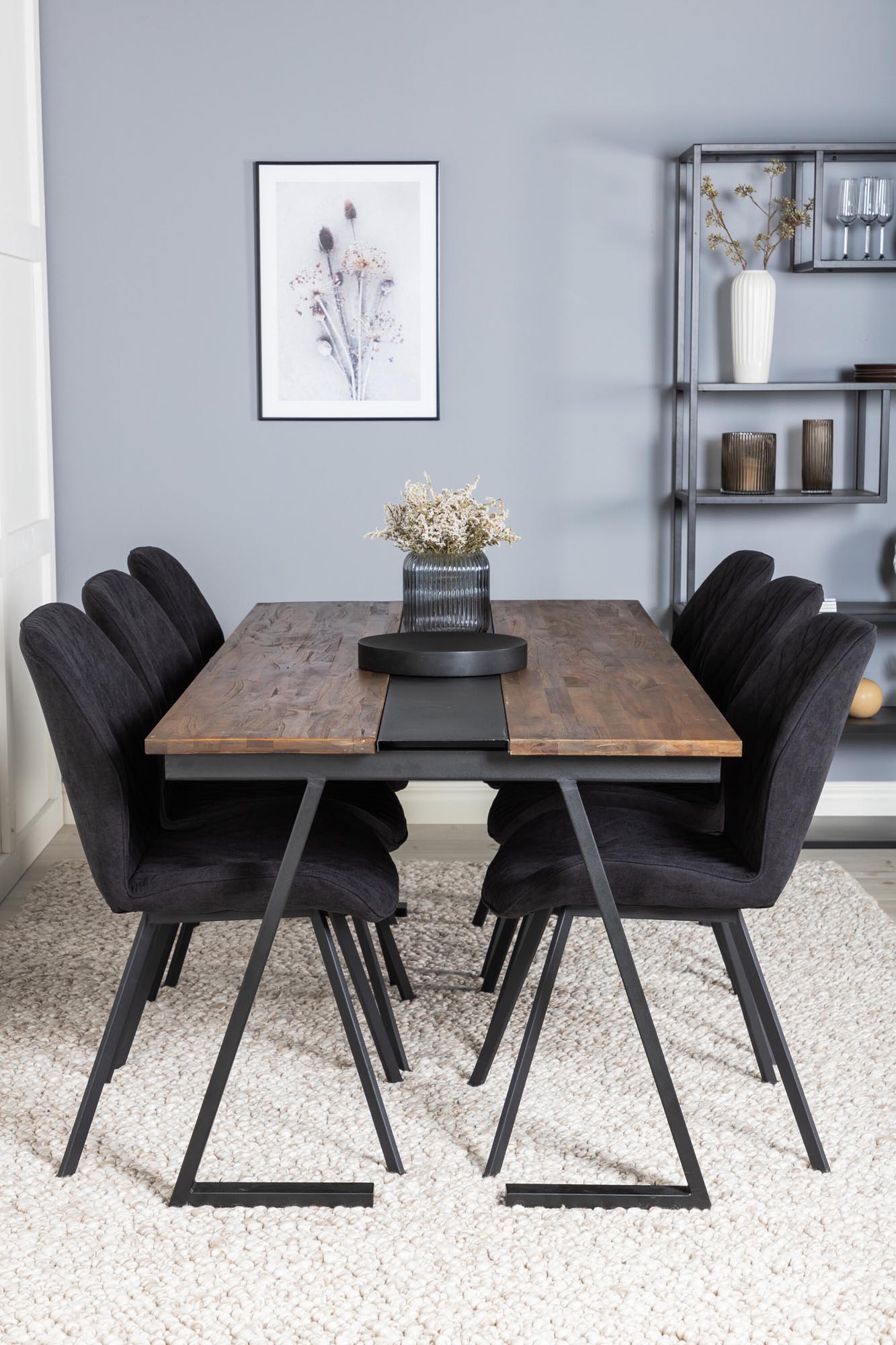 Jakarta Esszimmerset + Gemma 200cm/6St. in Schwarz präsentiert im Onlineshop von KAQTU Design AG. Esszimmerset ist von Venture Home