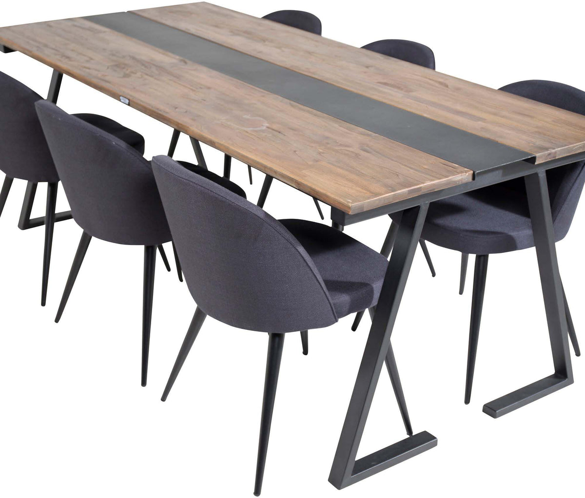 Jakarta Esszimmerset + Velvet 200cm/6St. in Schwarz präsentiert im Onlineshop von KAQTU Design AG. Esszimmerset ist von Venture Home