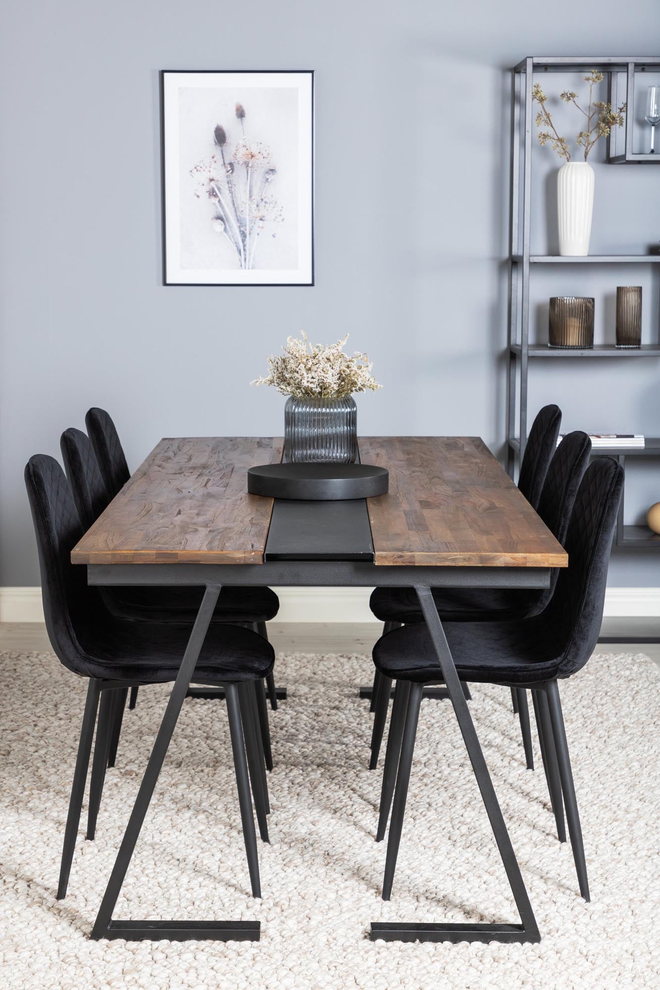 Jakarta Esszimmerset + Polar 200cm/6St. in Schwarz präsentiert im Onlineshop von KAQTU Design AG. Esszimmerset ist von Venture Home