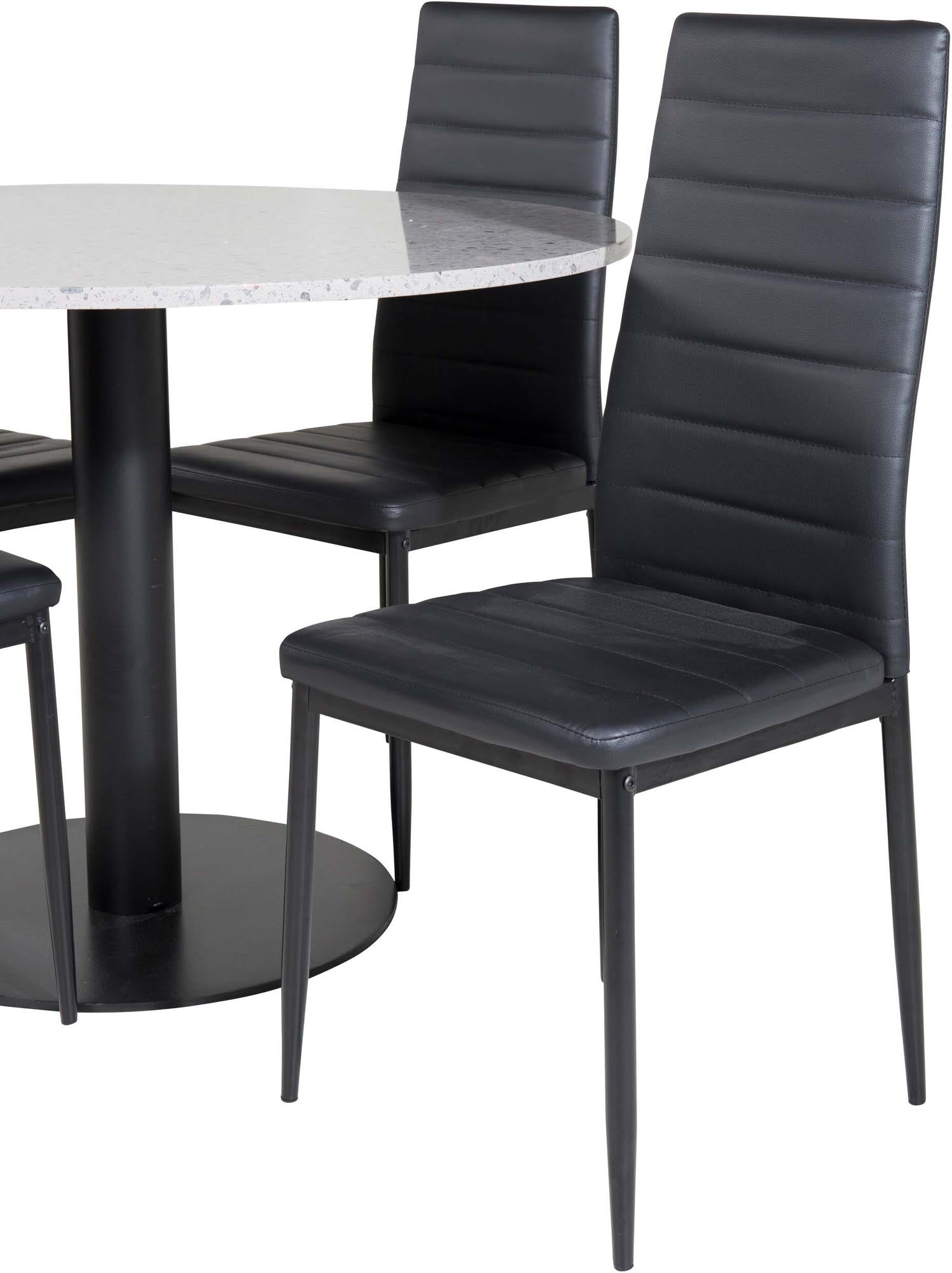 Razzia Esszimmerset + Slim ⌀106cm/4St. in Schwarz präsentiert im Onlineshop von KAQTU Design AG. Esszimmerset ist von Venture Home