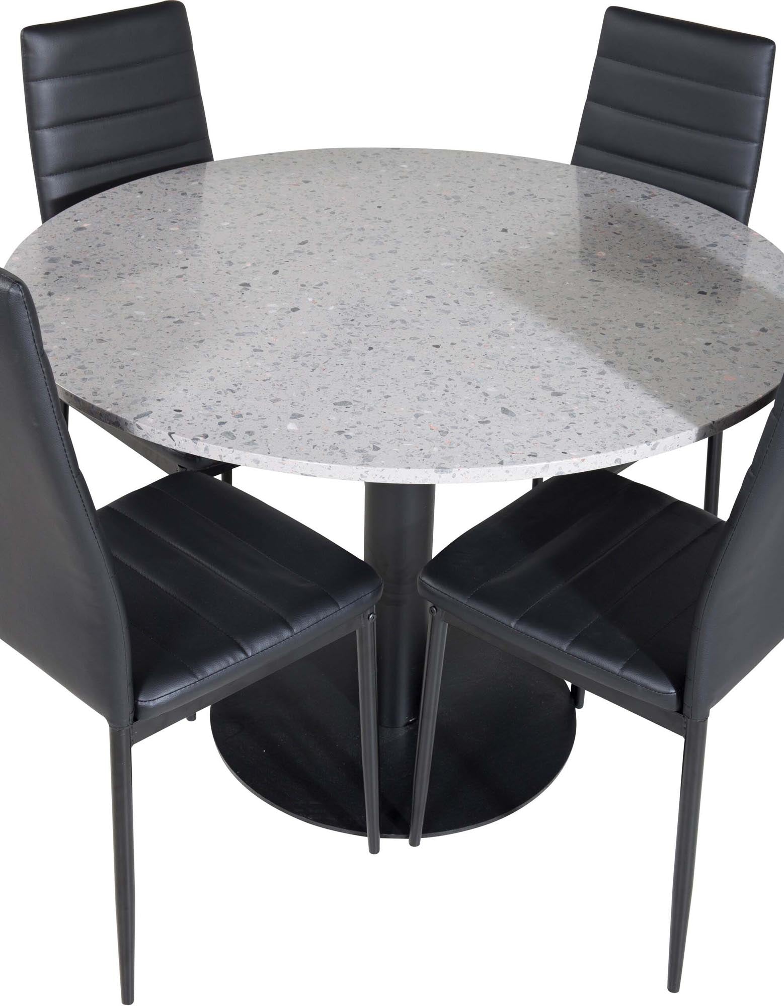 Razzia Esszimmerset + Slim ⌀106cm/4St. in Schwarz präsentiert im Onlineshop von KAQTU Design AG. Esszimmerset ist von Venture Home