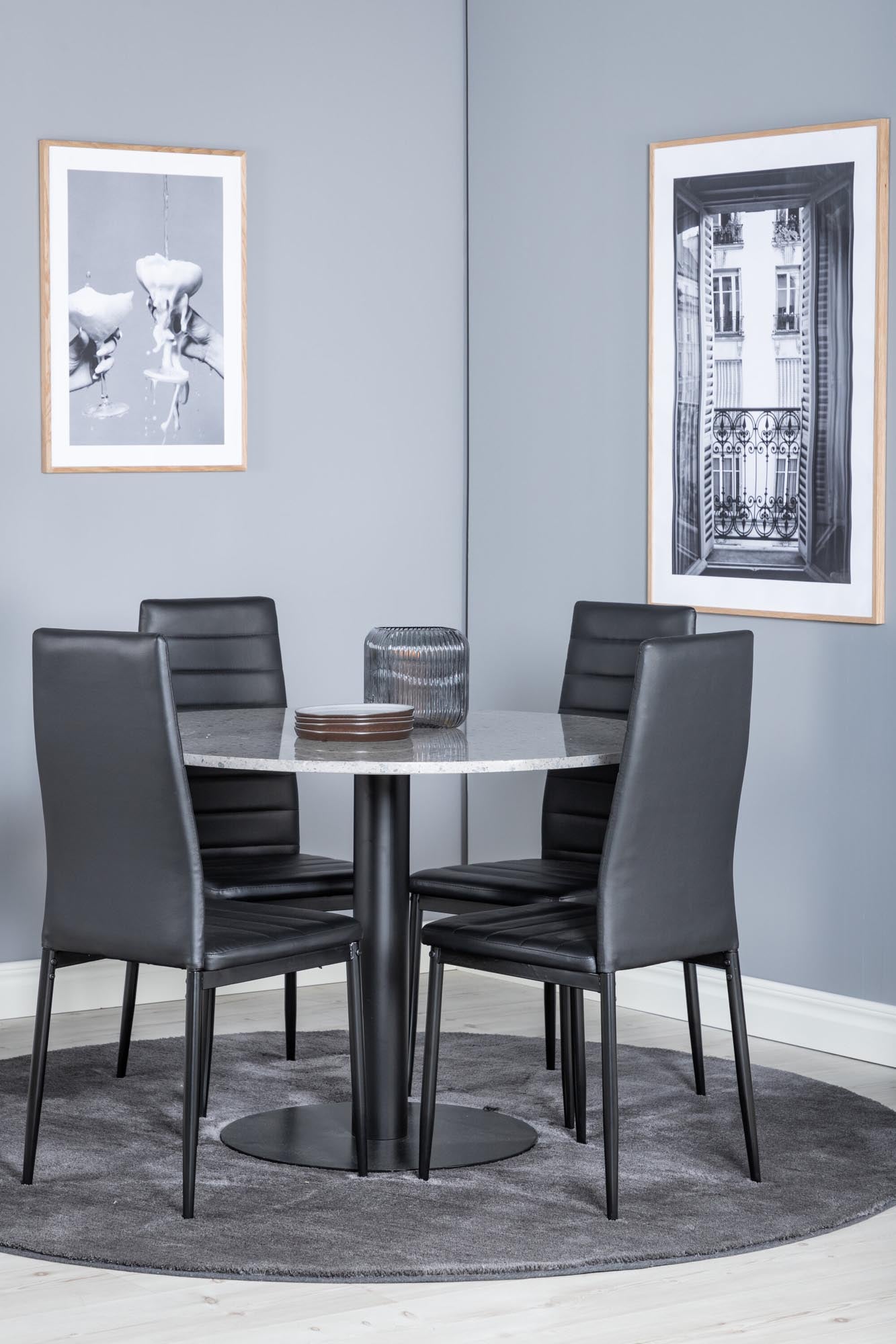 Razzia Esszimmerset + Slim ⌀106cm/4St. in Schwarz präsentiert im Onlineshop von KAQTU Design AG. Esszimmerset ist von Venture Home
