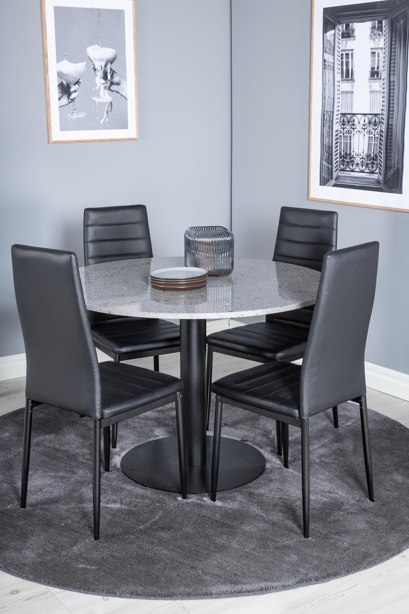 Razzia Esszimmerset + Slim ⌀106cm/4St. in Schwarz präsentiert im Onlineshop von KAQTU Design AG. Esszimmerset ist von Venture Home