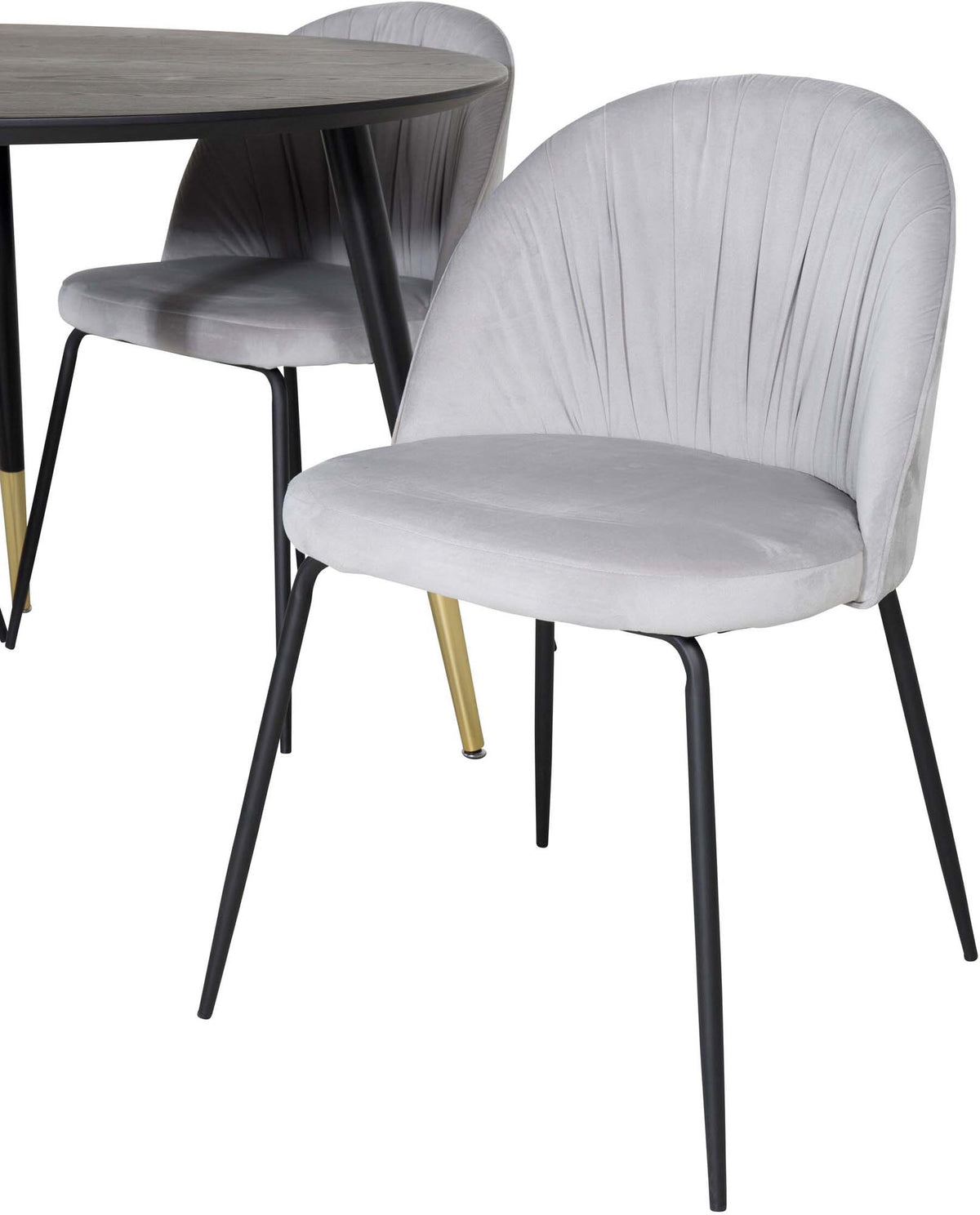 Dipp Esszimmerset + Wrinkles ⌀115cm/4St. in Schwarzgrau präsentiert im Onlineshop von KAQTU Design AG. Esszimmerset ist von Venture Home
