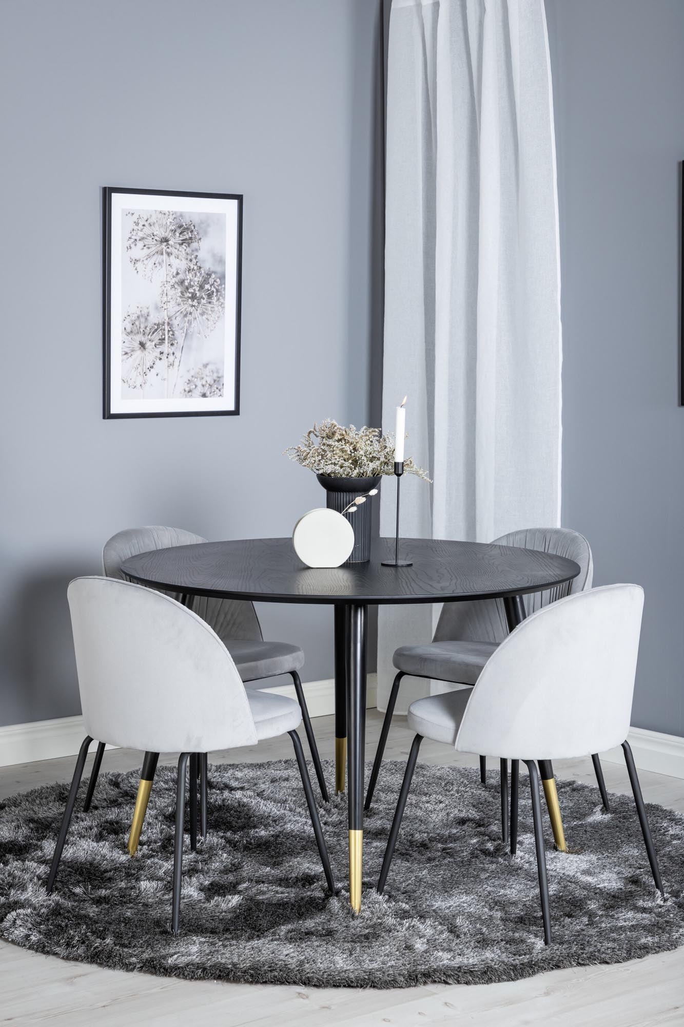 Dipp Esszimmerset + Wrinkles ⌀115cm/4St. in Schwarzgrau präsentiert im Onlineshop von KAQTU Design AG. Esszimmerset ist von Venture Home