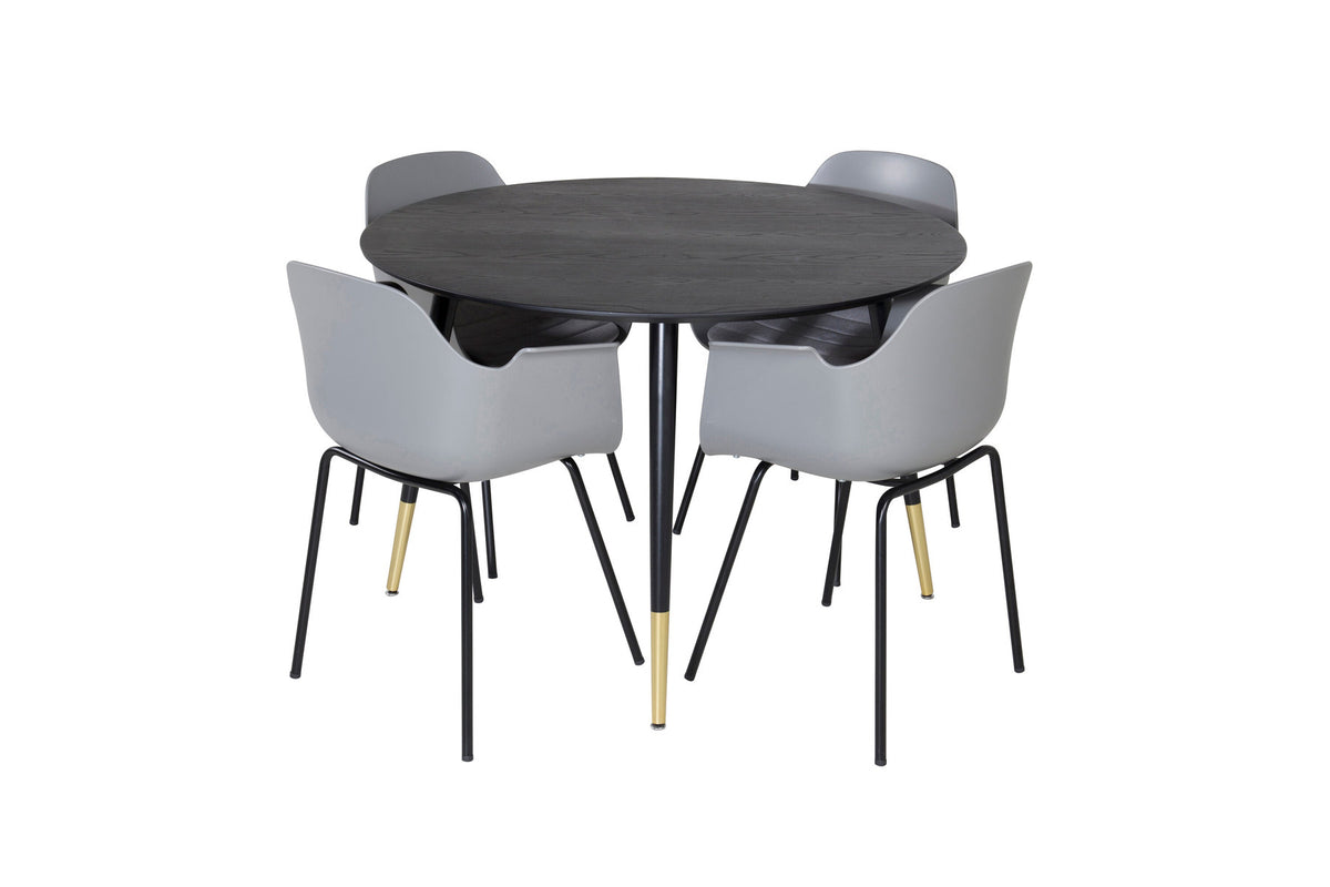 Dipp Esszimmerset + Comfort ⌀115cm/4St. in Schwarzgrau präsentiert im Onlineshop von KAQTU Design AG. Esszimmerset ist von Venture Home