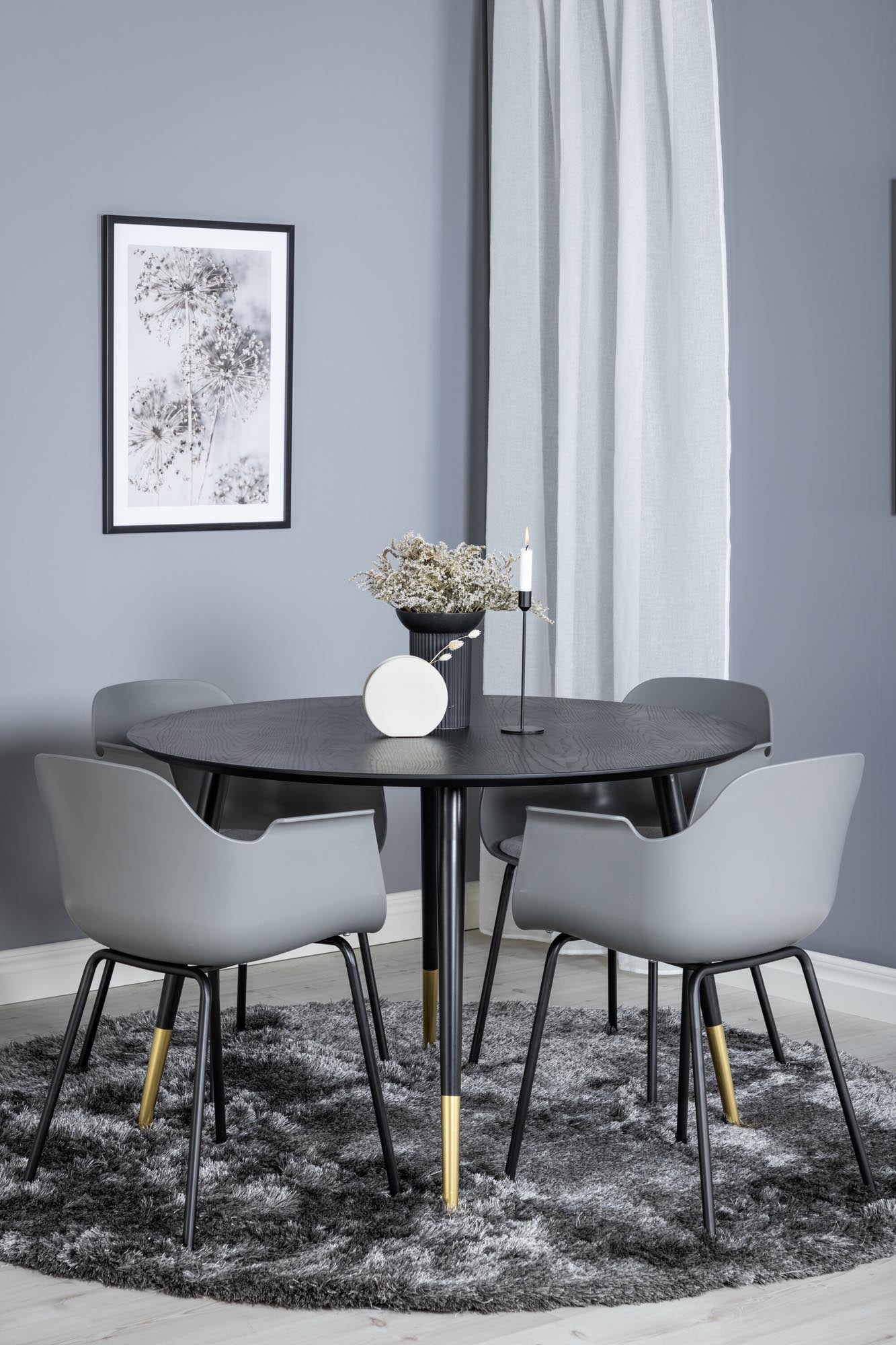 Dipp Esszimmerset + Comfort ⌀115cm/4St. in Schwarzgrau präsentiert im Onlineshop von KAQTU Design AG. Esszimmerset ist von Venture Home