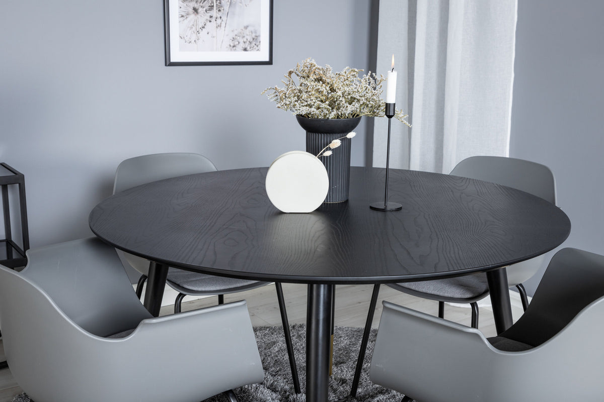 Dipp Esszimmerset + Comfort ⌀115cm/4St. in Schwarzgrau präsentiert im Onlineshop von KAQTU Design AG. Esszimmerset ist von Venture Home