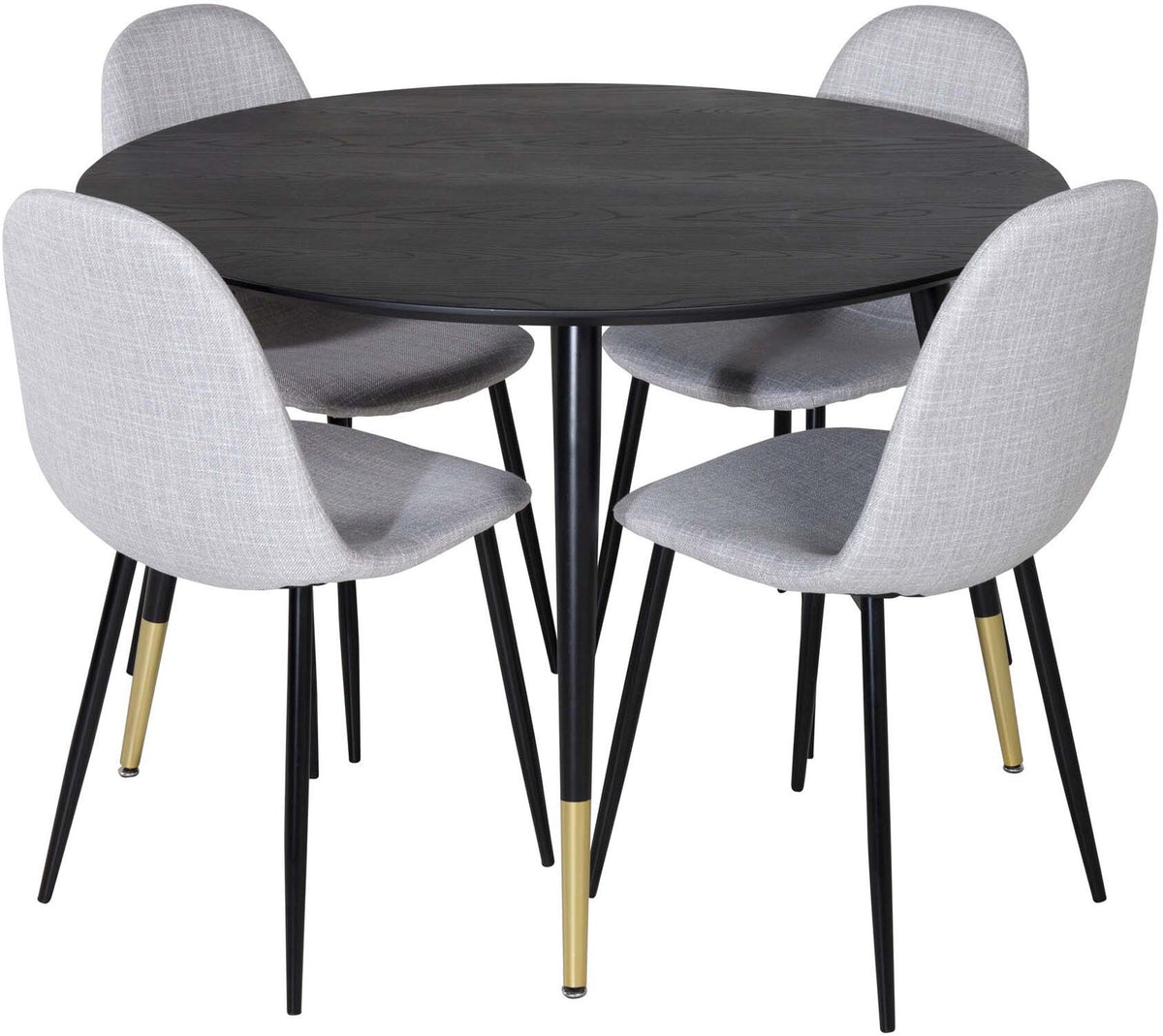 Dipp Esszimmerset + Polar ⌀115cm/4St. in Schwarzgrau präsentiert im Onlineshop von KAQTU Design AG. Esszimmerset ist von Venture Home