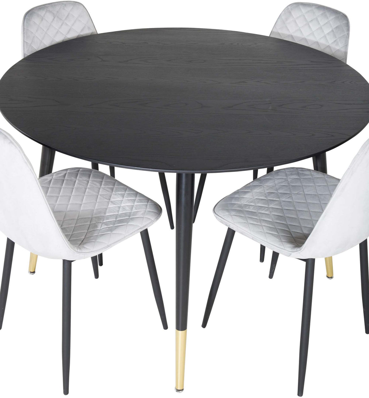 Dipp Esszimmerset + Polar ⌀115cm/4St. in Schwarz / Grau präsentiert im Onlineshop von KAQTU Design AG. Esszimmerset ist von Venture Home