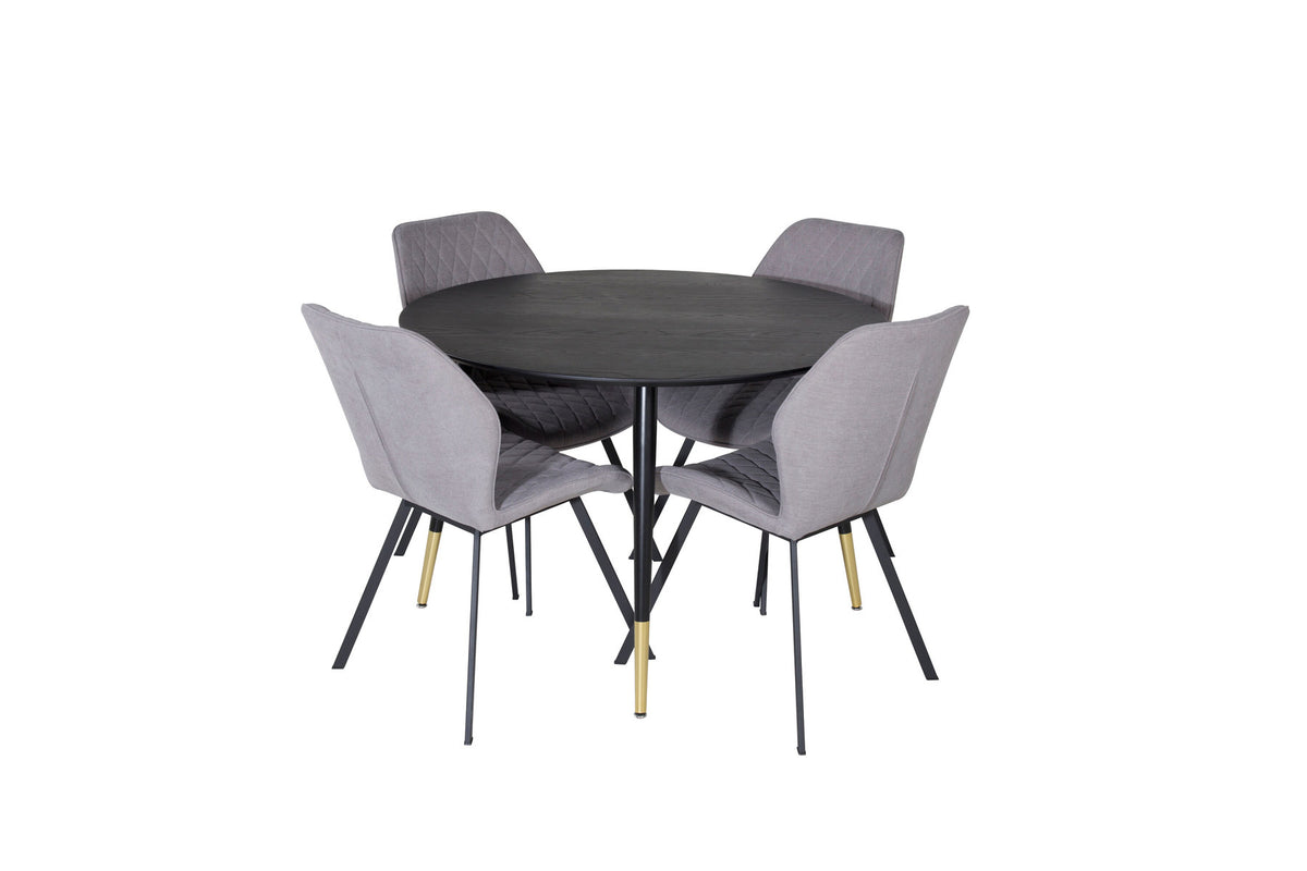 Dipp Esszimmerset + Gemma ⌀115cm/4St. in Schwarzgrau präsentiert im Onlineshop von KAQTU Design AG. Esszimmerset ist von Venture Home