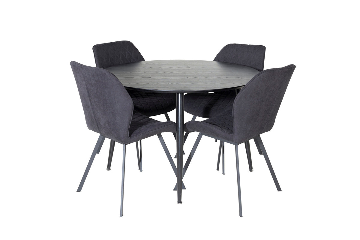 Dipp Esszimmerset + Gemma ⌀115cm/4St. in Schwarz präsentiert im Onlineshop von KAQTU Design AG. Esszimmerset ist von Venture Home