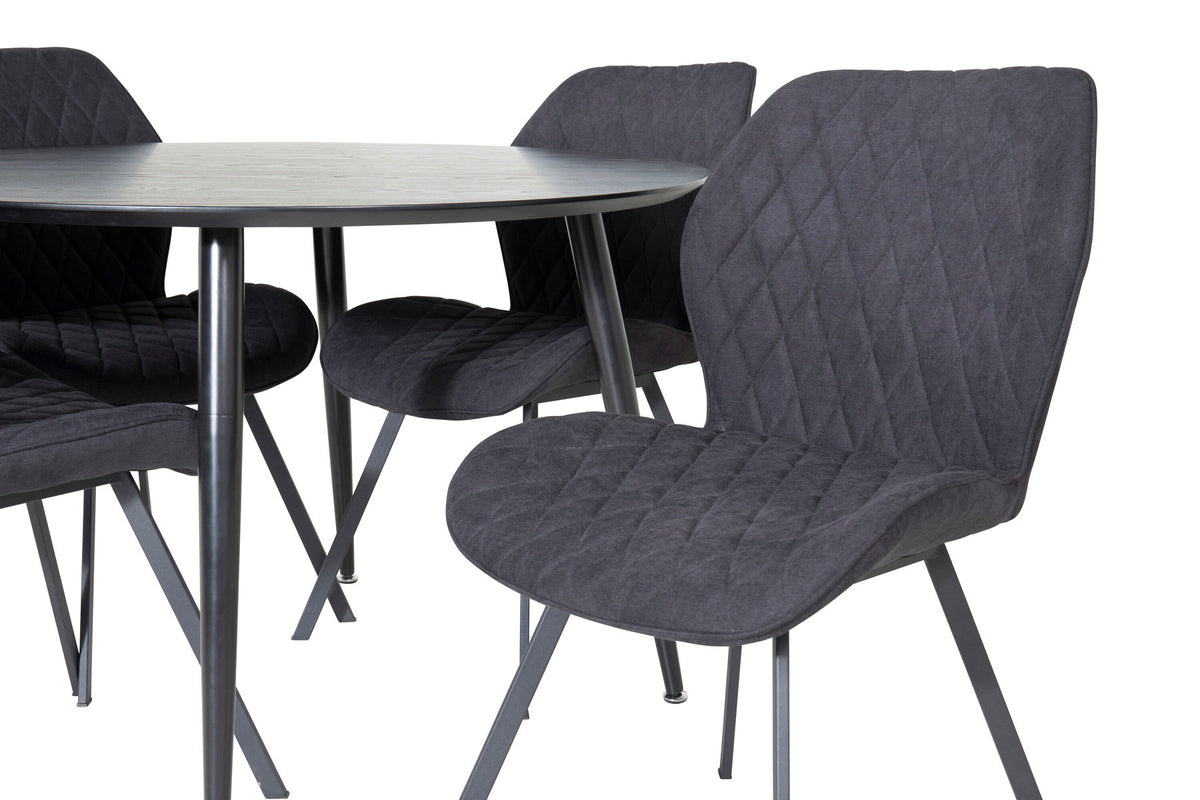 Dipp Esszimmerset + Gemma ⌀115cm/4St. in Schwarz präsentiert im Onlineshop von KAQTU Design AG. Esszimmerset ist von Venture Home