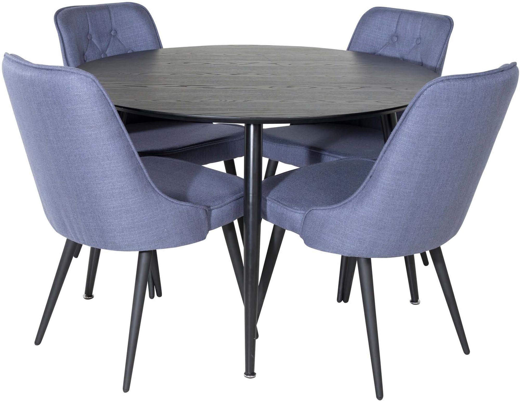 Dipp Esszimmerset + Velvet Deluxe ⌀115cm/4St. in Schwarz Blau präsentiert im Onlineshop von KAQTU Design AG. Esszimmerset ist von Venture Home