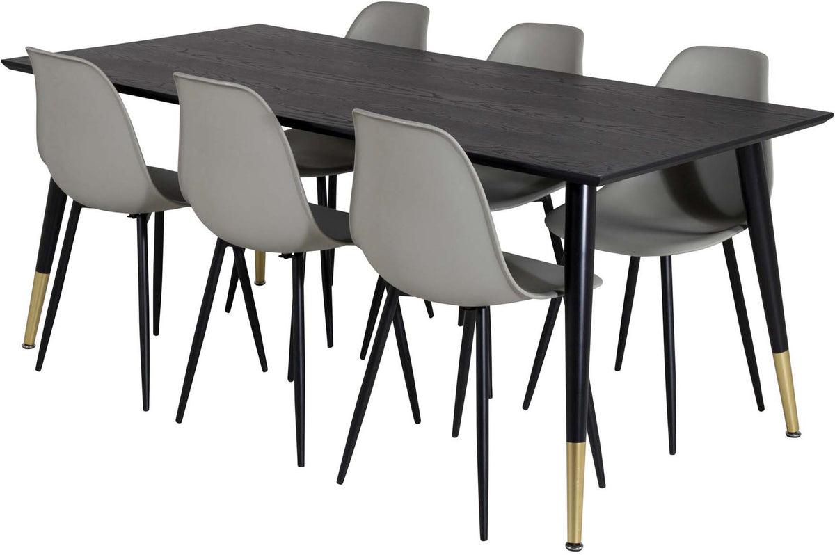 Dipp Esszimmerset + Polar Plastic 180cm/6St. in Schwarzgrau präsentiert im Onlineshop von KAQTU Design AG. Esszimmerset ist von Venture Home