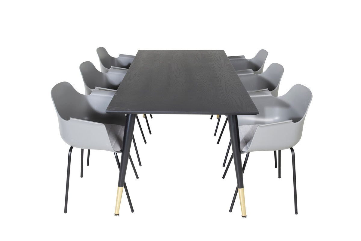 Dipp Esszimmerset + Comfort 180cm/6St. in Schwarz / Gold präsentiert im Onlineshop von KAQTU Design AG. Esszimmerset ist von Venture Home