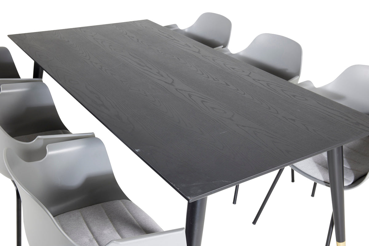 Dipp Esszimmerset + Comfort 180cm/6St. in Schwarz / Gold präsentiert im Onlineshop von KAQTU Design AG. Esszimmerset ist von Venture Home