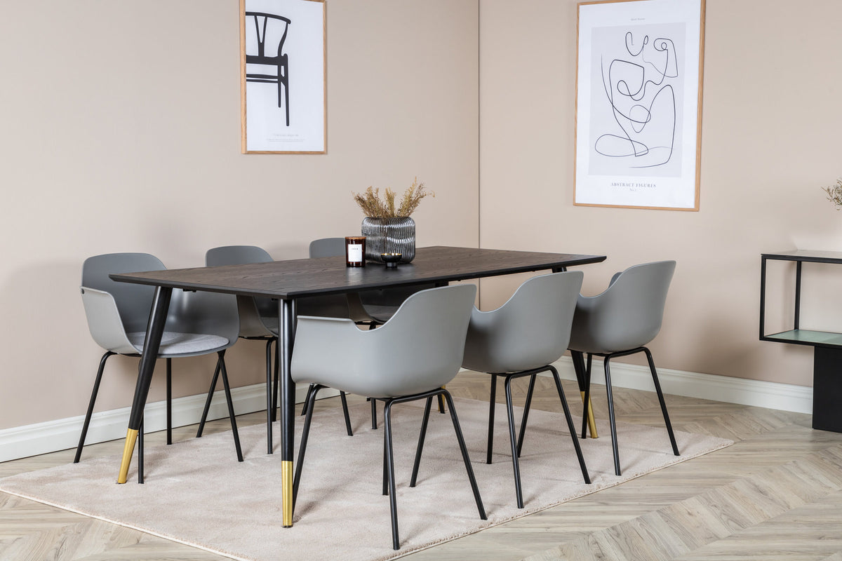 Dipp Esszimmerset + Comfort 180cm/6St. in Schwarz / Gold präsentiert im Onlineshop von KAQTU Design AG. Esszimmerset ist von Venture Home