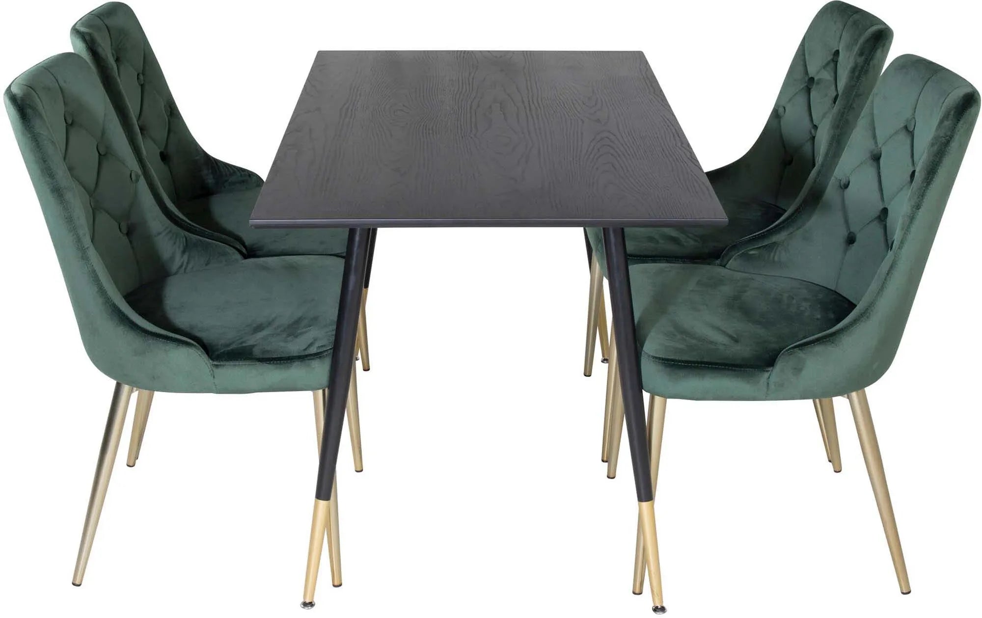 Elegantes Esszimmerset mit 120cm Tisch und 4 Samtstühlen. Modernes Design, Komfort und Flexibilität für jeden Anlass.