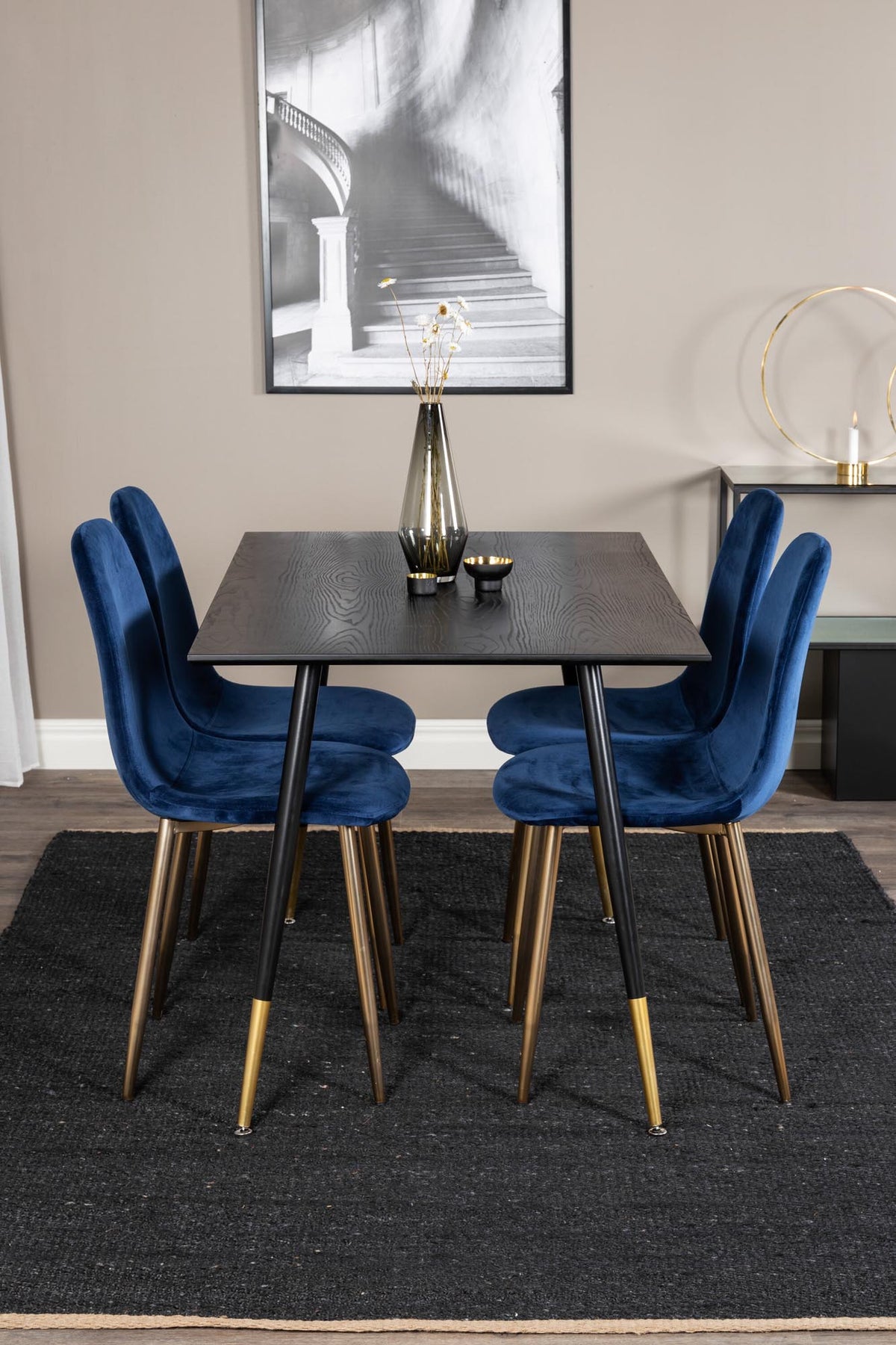 Dipp Esszimmerset + Polar 120cm/4St. in Blau, Gold präsentiert im Onlineshop von KAQTU Design AG. Esszimmerset ist von Venture Home