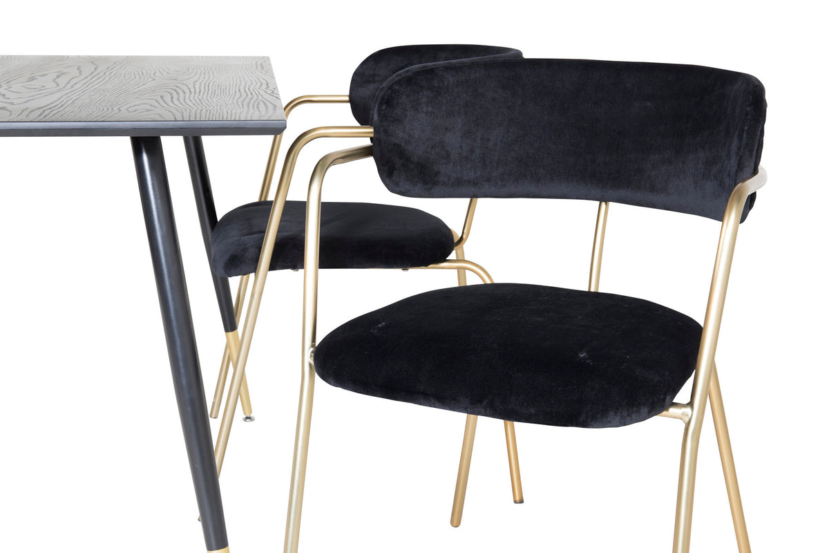 Dipp Esszimmerset + Arrow 120cm/4St. in Schwarz / Gold präsentiert im Onlineshop von KAQTU Design AG. Esszimmerset ist von Venture Home