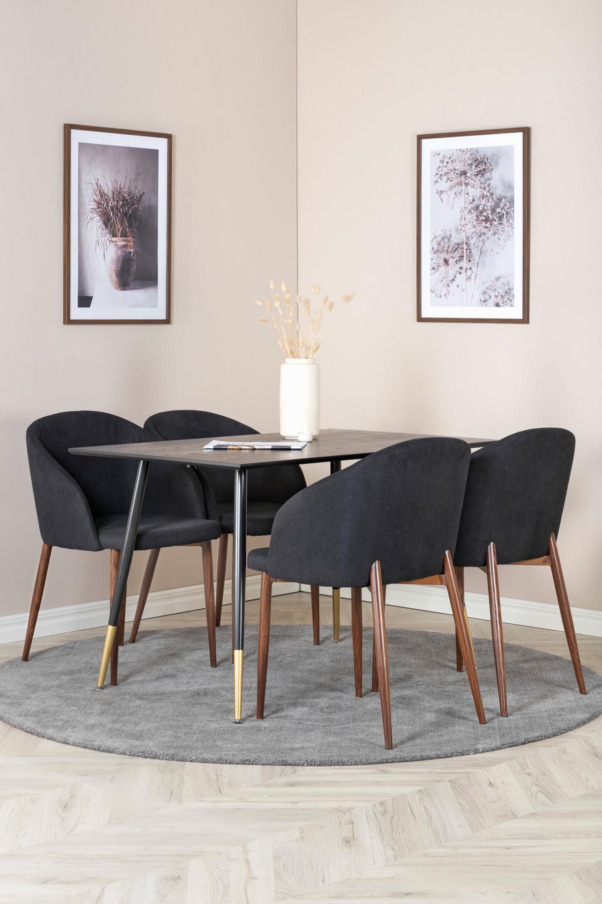 Dipp Esszimmerset + Arch 120cm/4St. in Schwarz, Natur präsentiert im Onlineshop von KAQTU Design AG. Esszimmerset ist von Venture Home