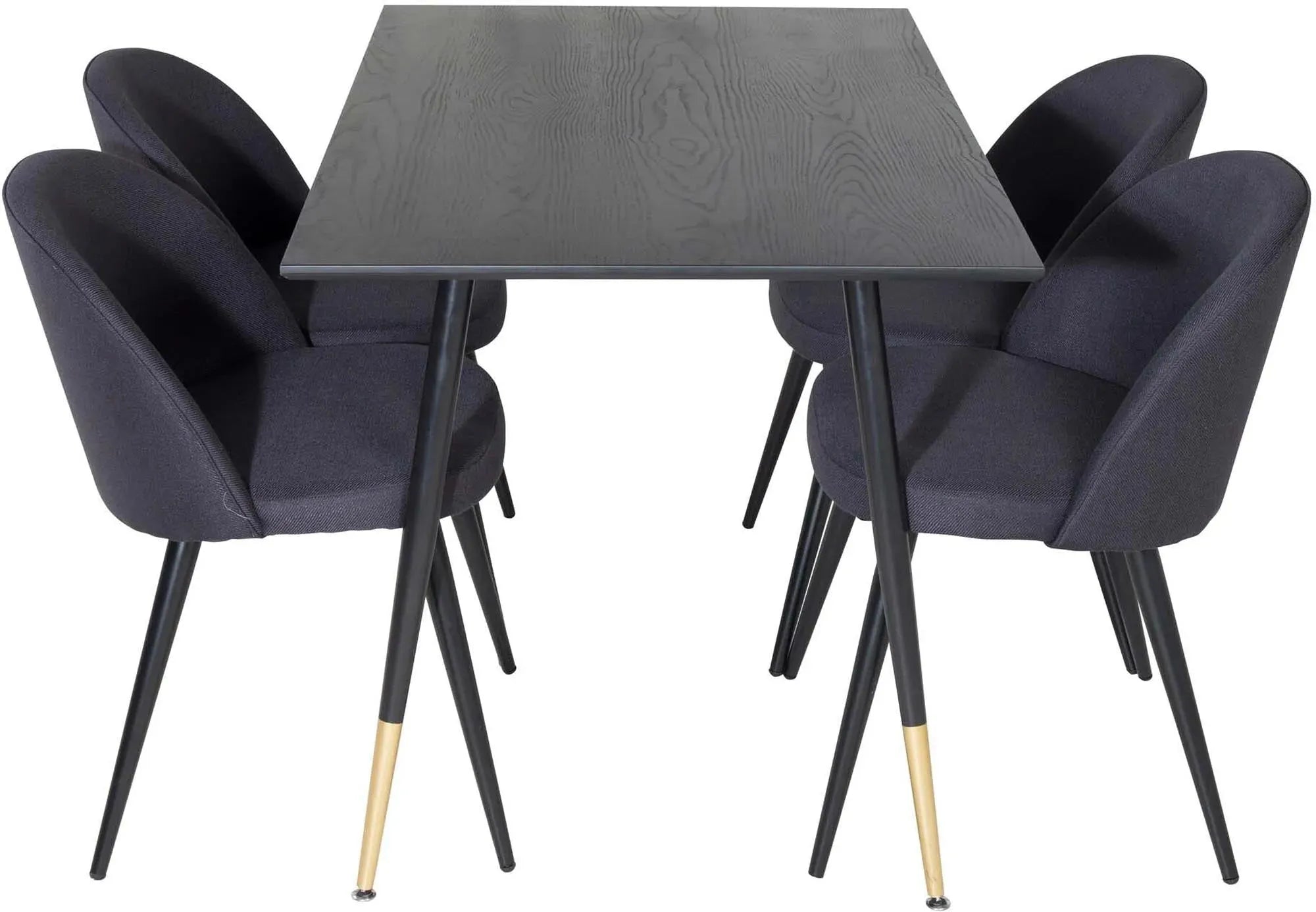 Modernes Dipp Esszimmerset 120cm mit 4 luxuriösen Samtstühlen.