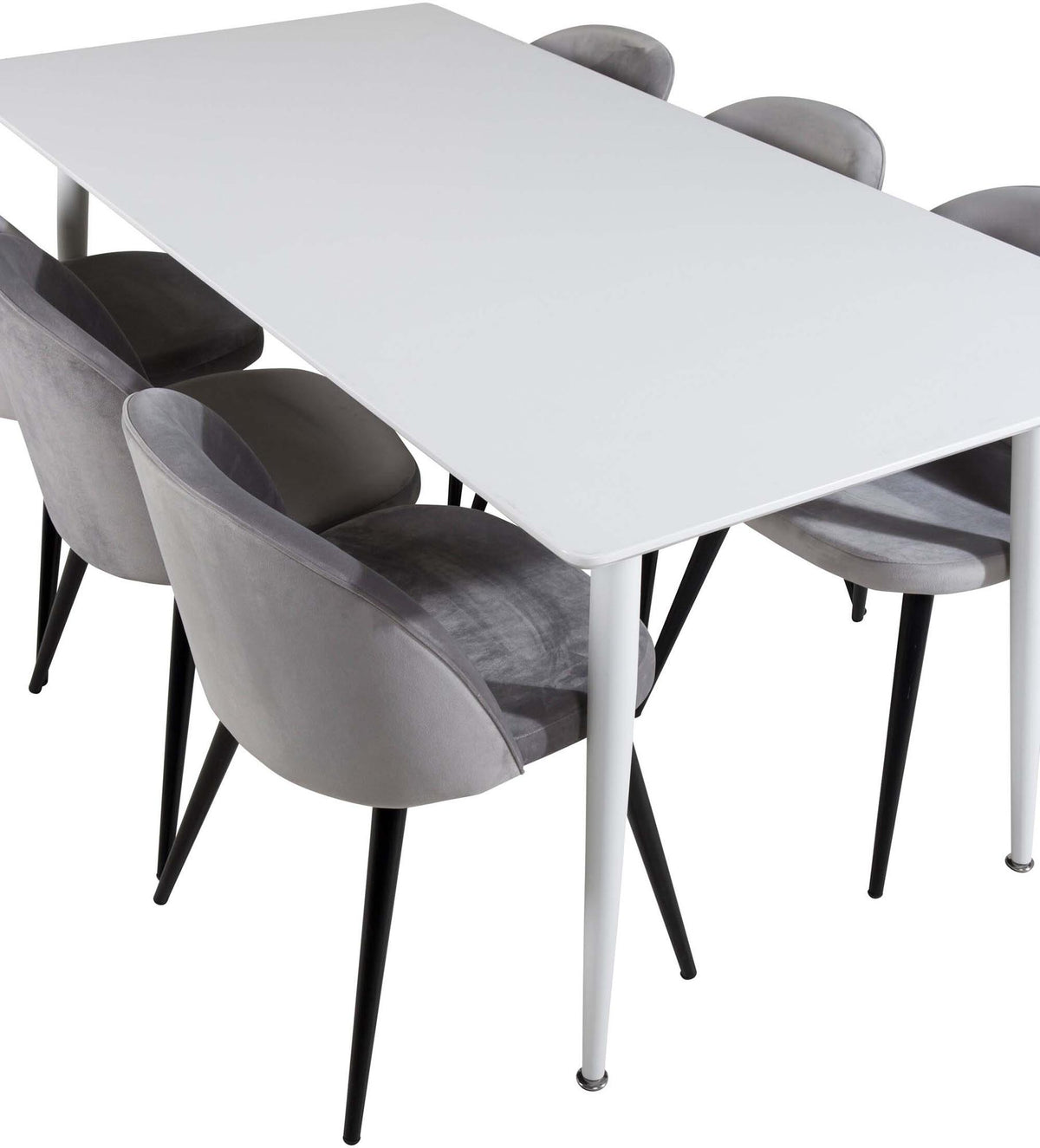 Polar Esszimmerset + Velvet 180cm/6St. in Weiss / Schwarz / Grau präsentiert im Onlineshop von KAQTU Design AG. Esszimmerset ist von Venture Home